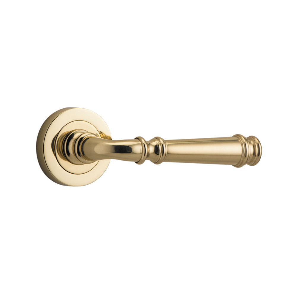 Verona Lever - Round Rose Polished Brass / Passage / Lever Set Only