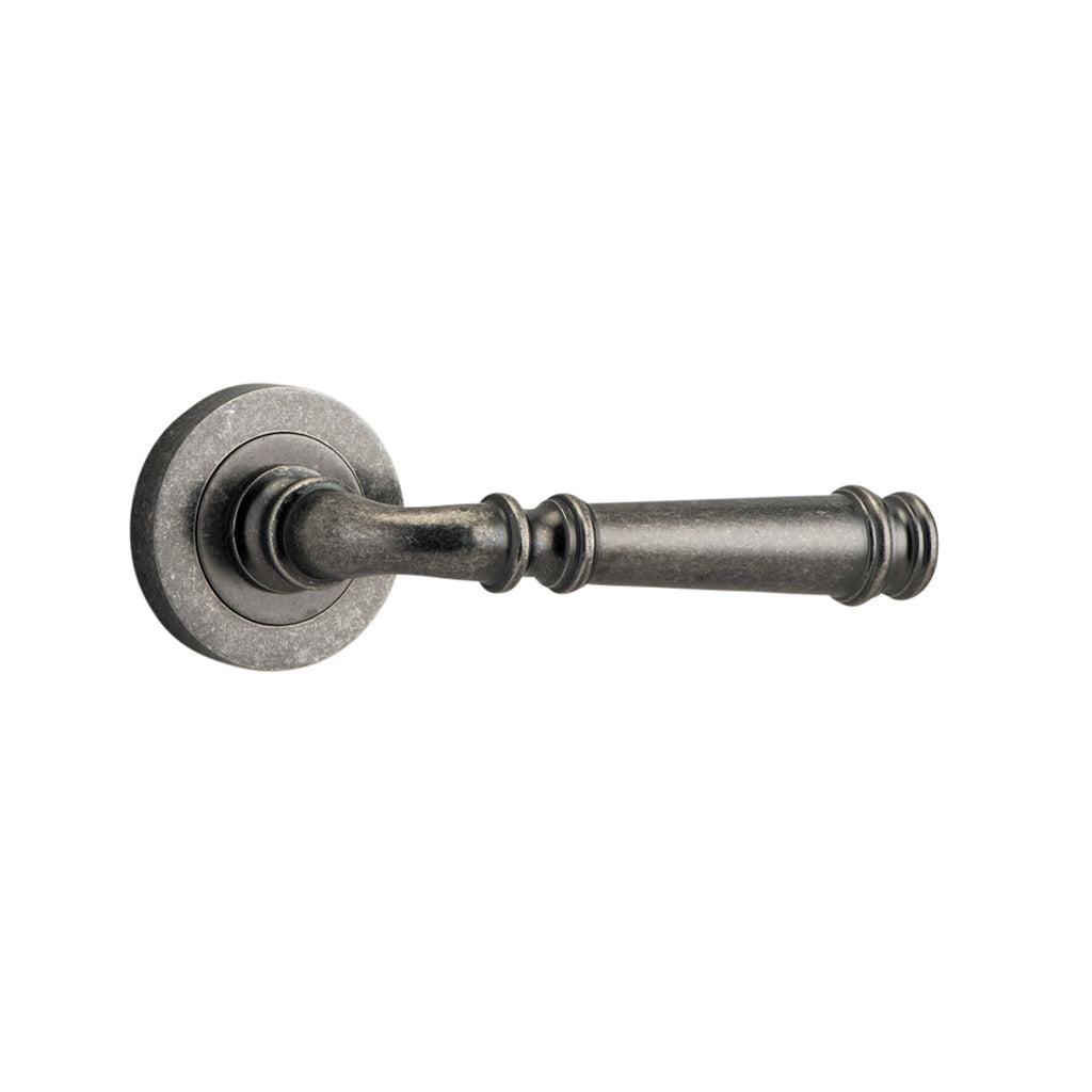 Verona Lever - Round Rose Distressed Nickel / Passage / Lever Set Only