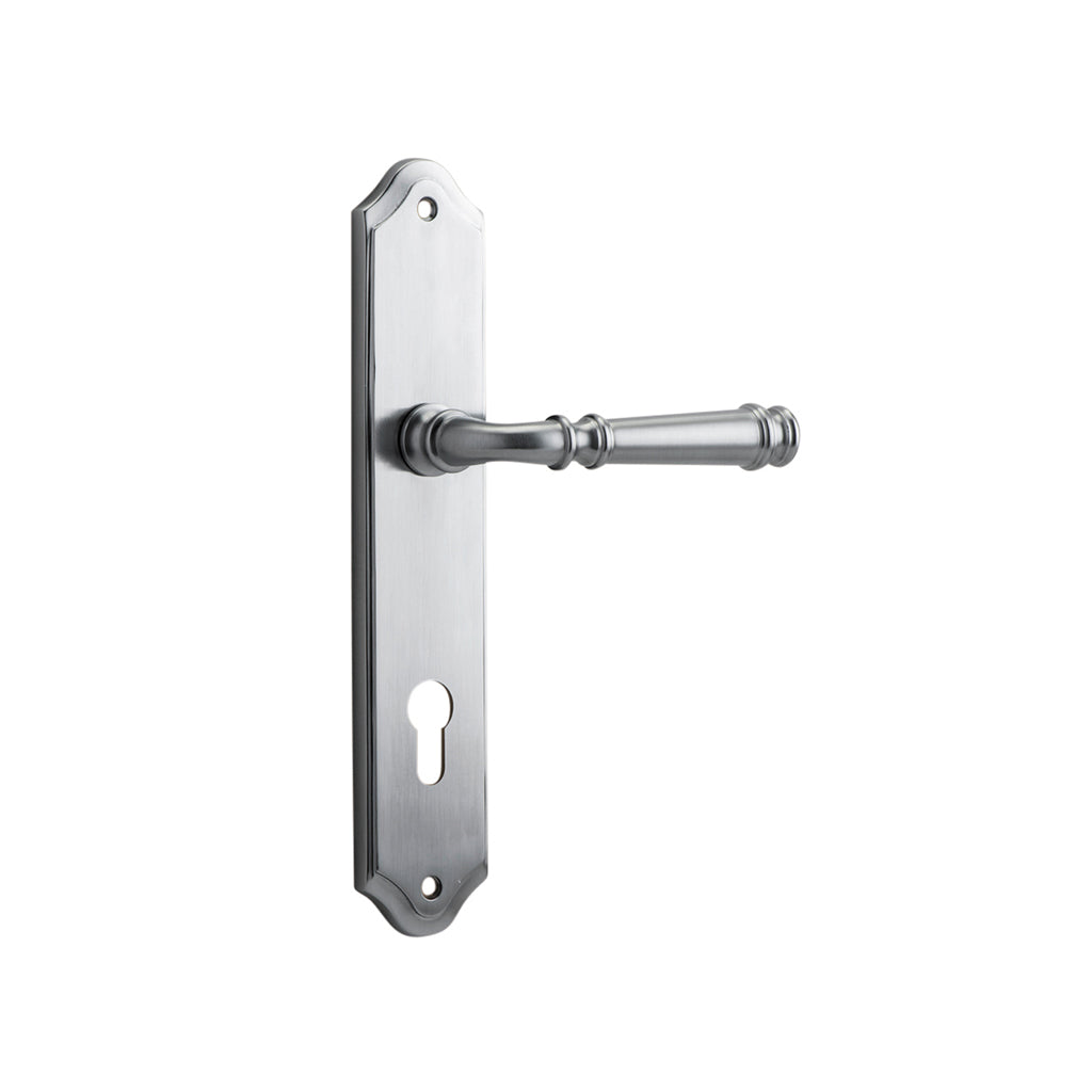 Verona Lever - Shouldered Backplate Brushed Chrome / Entrance / Lever Set Only