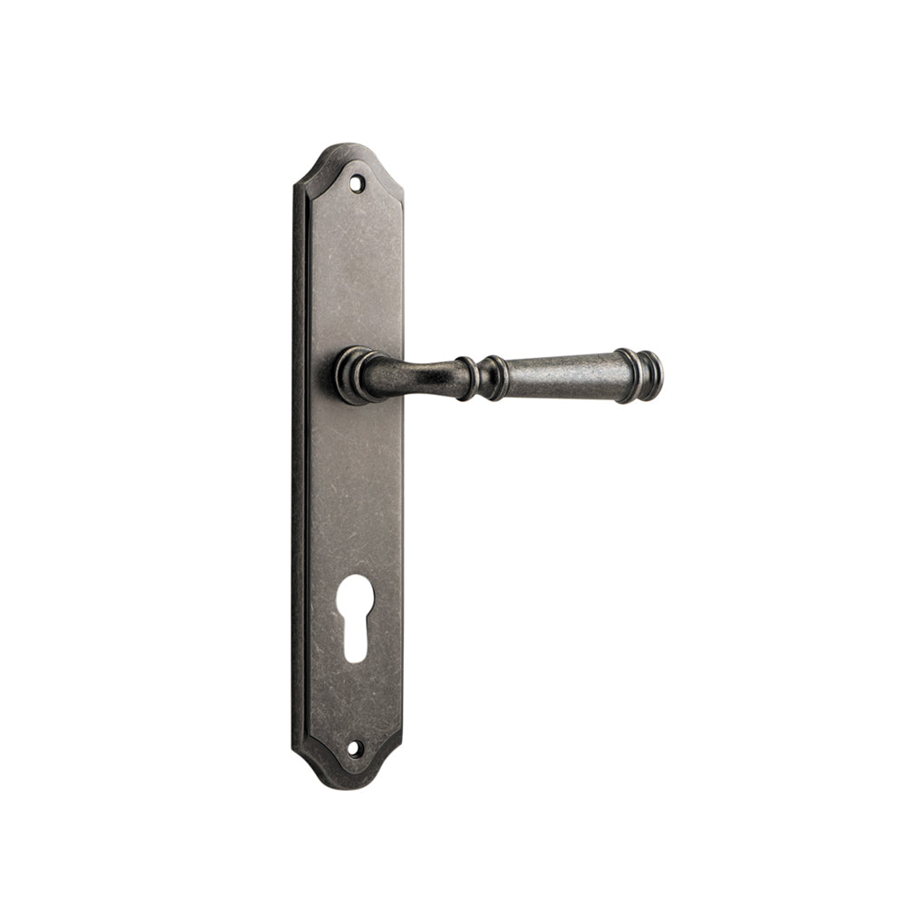 Verona Lever - Shouldered Backplate Distressed Nickel / Entrance / Lever Set Only