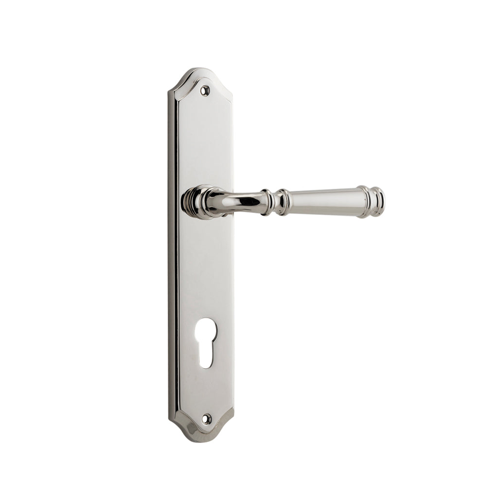 Verona Lever - Shouldered Backplate Polished Nickel / Entrance / Lever Set Only