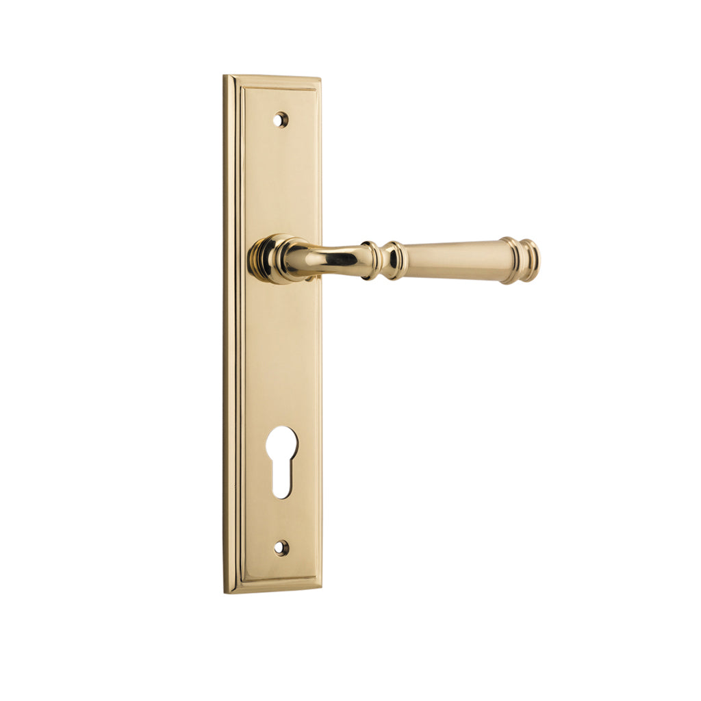 Verona Lever - Stepped Backplate Polished Brass / Entrance / Lever Set Only