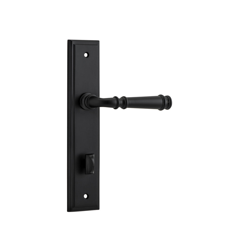 Verona Lever - Stepped Backplate Matt Black / Privacy / Lever Set Only