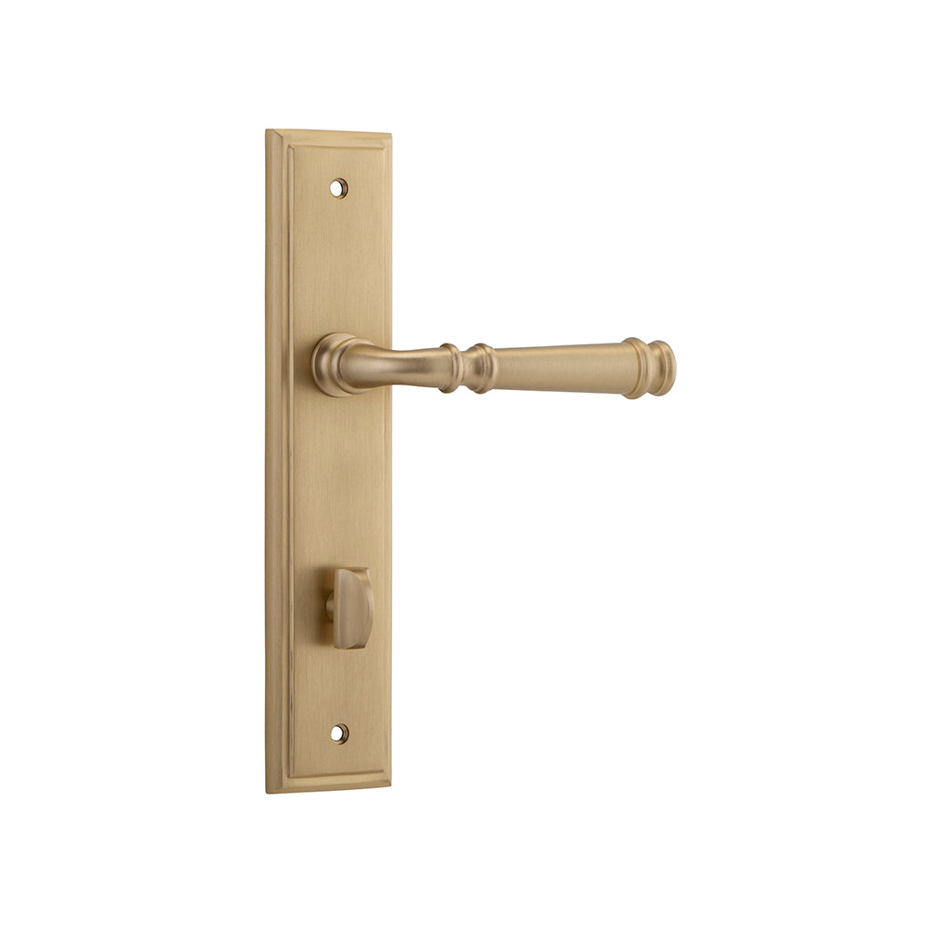 Verona Lever - Stepped Backplate Brushed Brass / Privacy / Lever Set Only