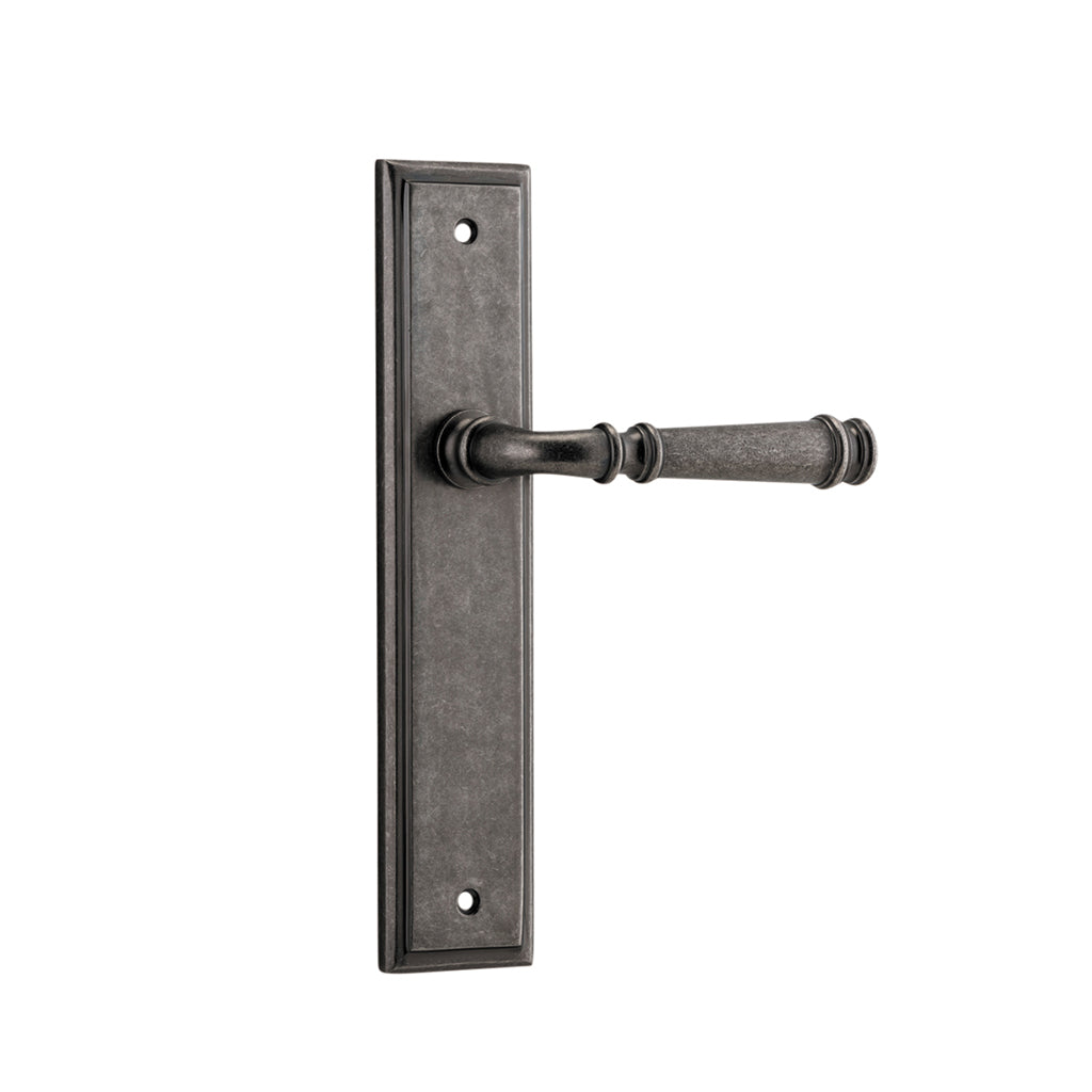 Verona Lever - Stepped Backplate Distressed Nickel / Passage / Lever Set Only