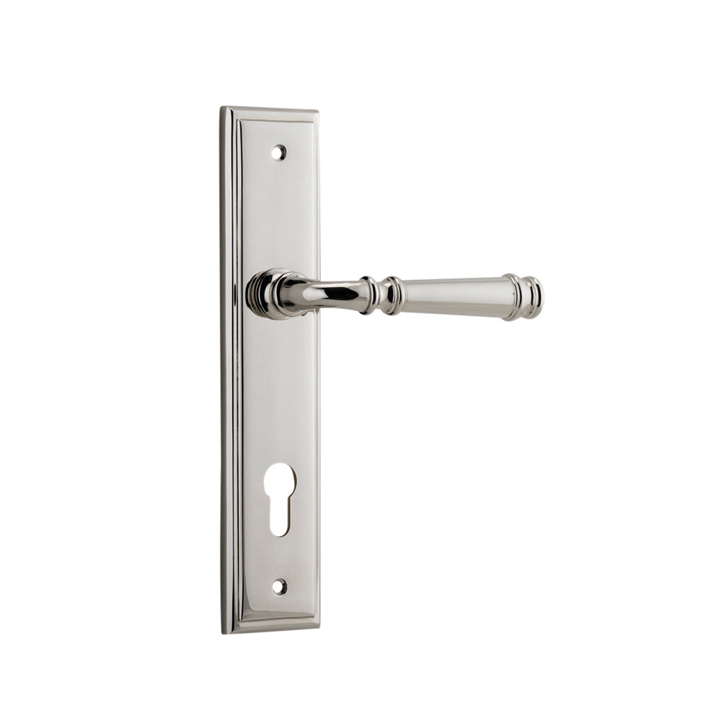 Verona Lever - Stepped Backplate Polished Nickel / Entrance / Lever Set Only