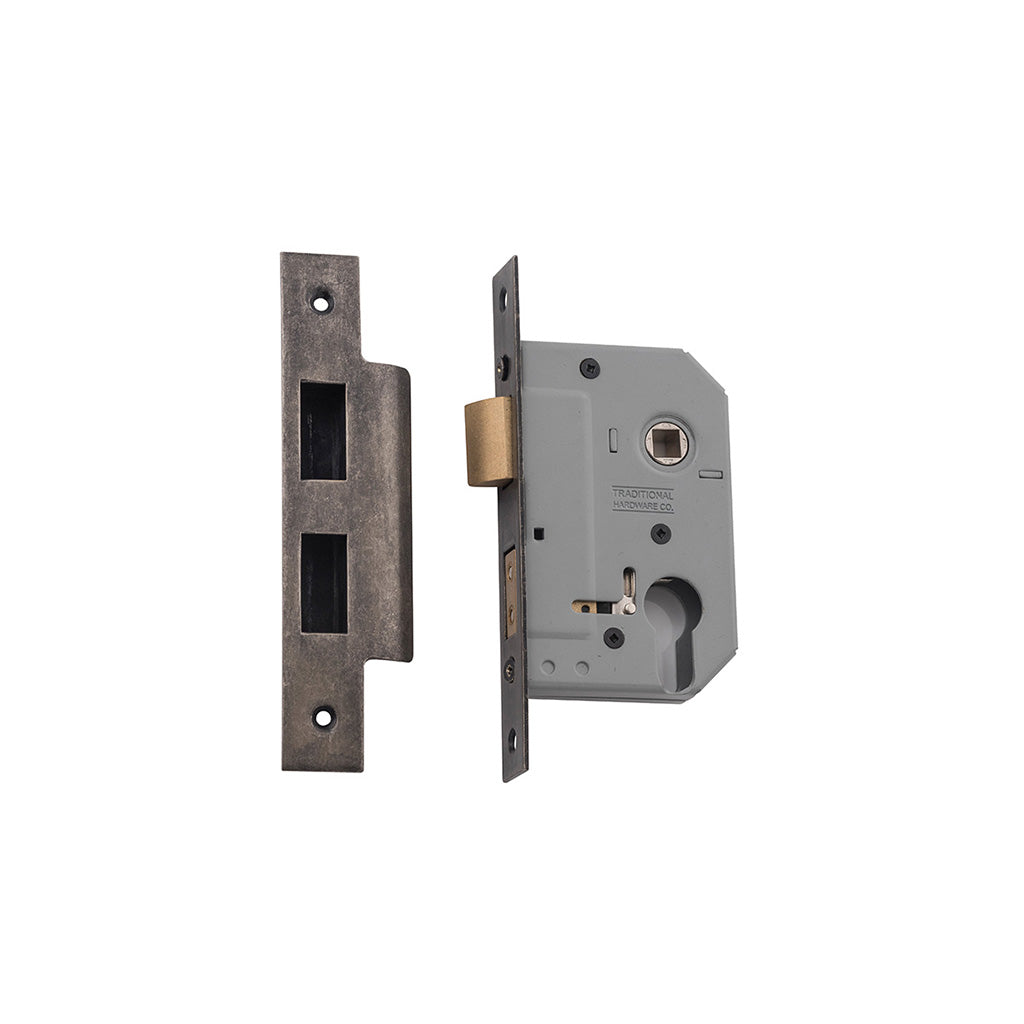 Euro Mortice Lock Rumbled Nickel / 46mm