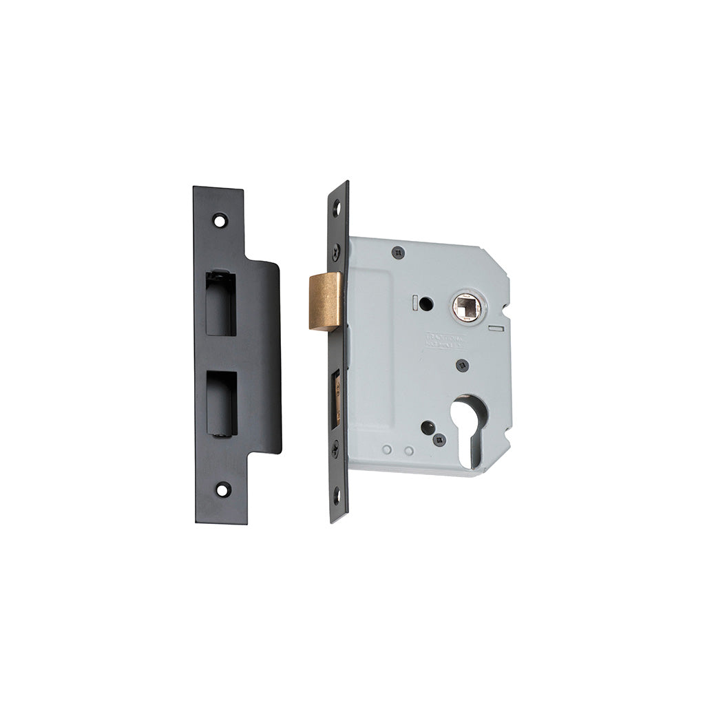 Euro Mortice Lock Matt Black / 57mm