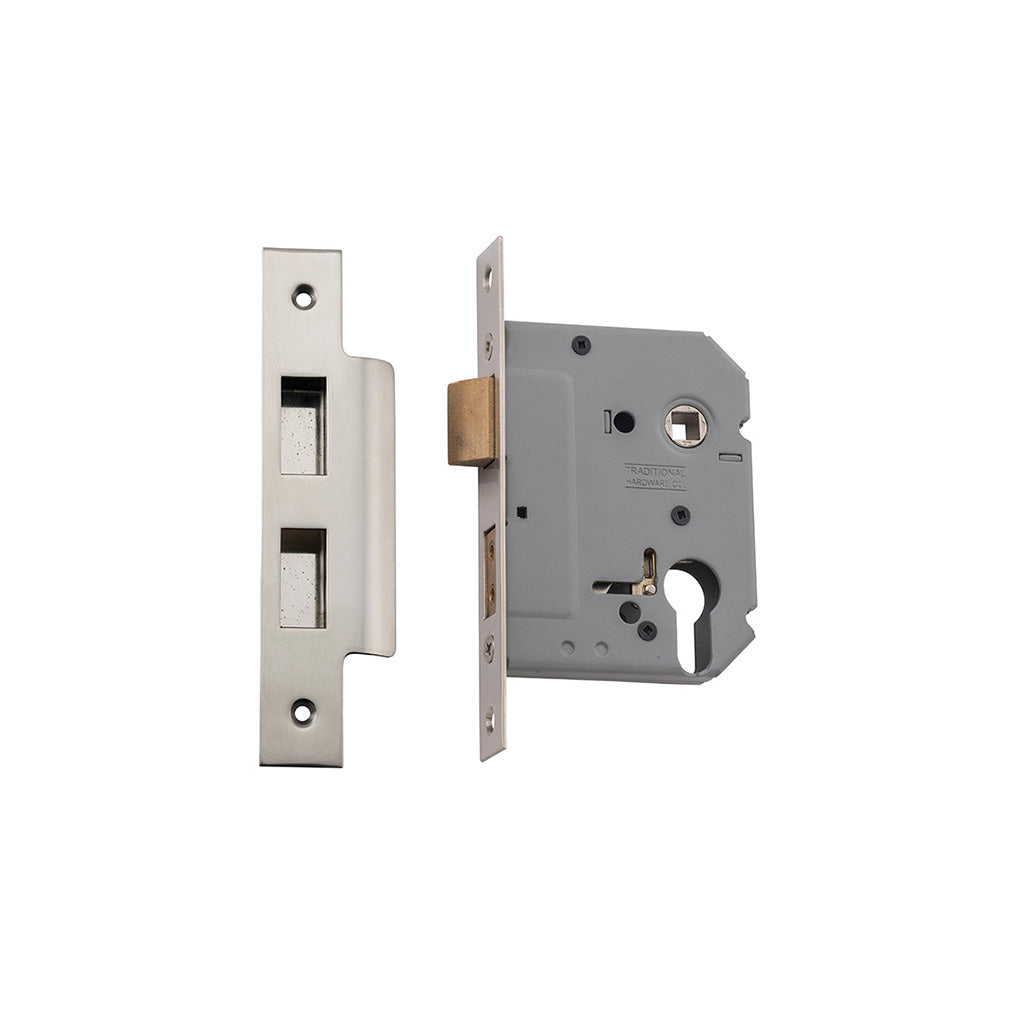 Euro Mortice Lock Satin Nickel / 57mm