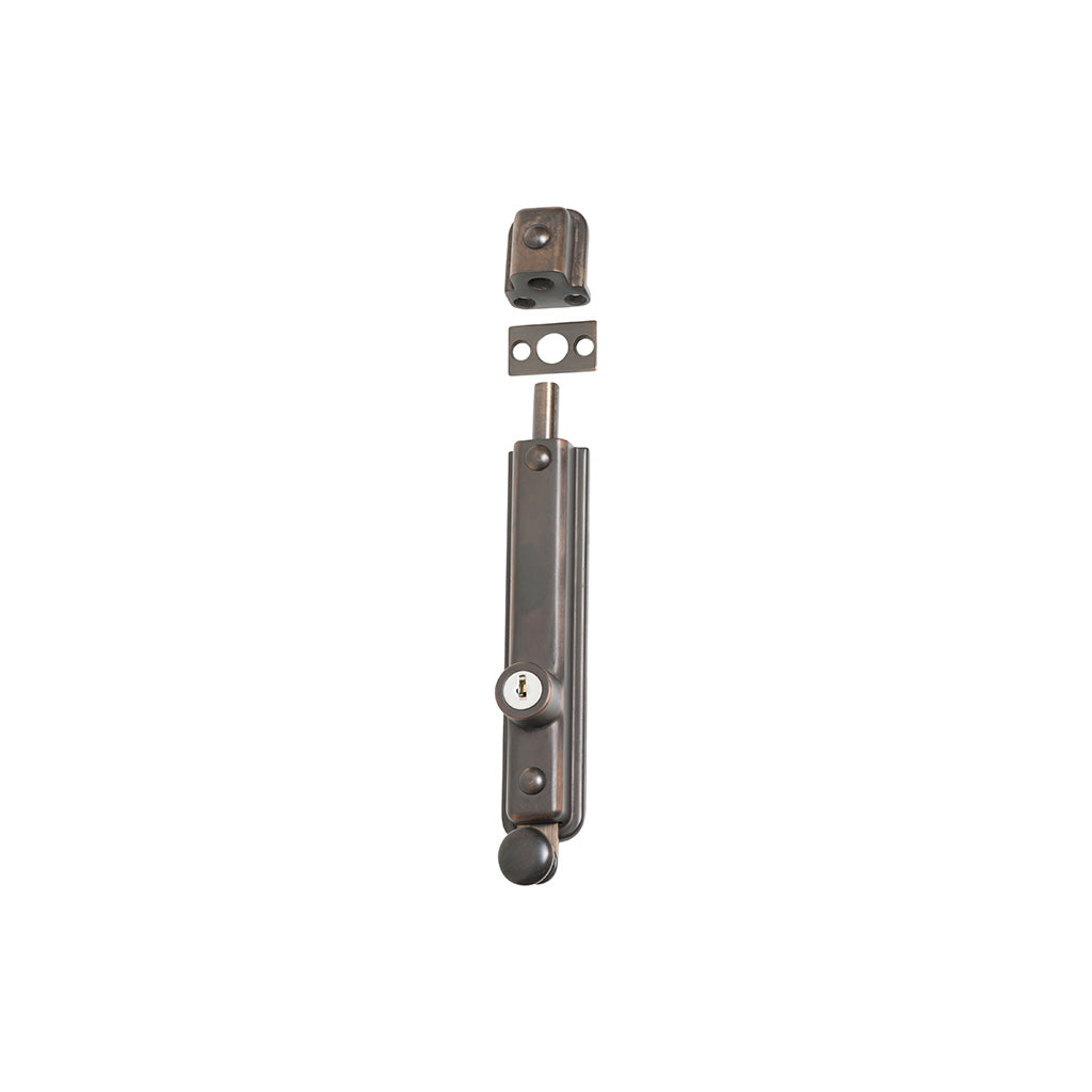 Locking Surface Mounted Bolt Antique Brass / 150mm