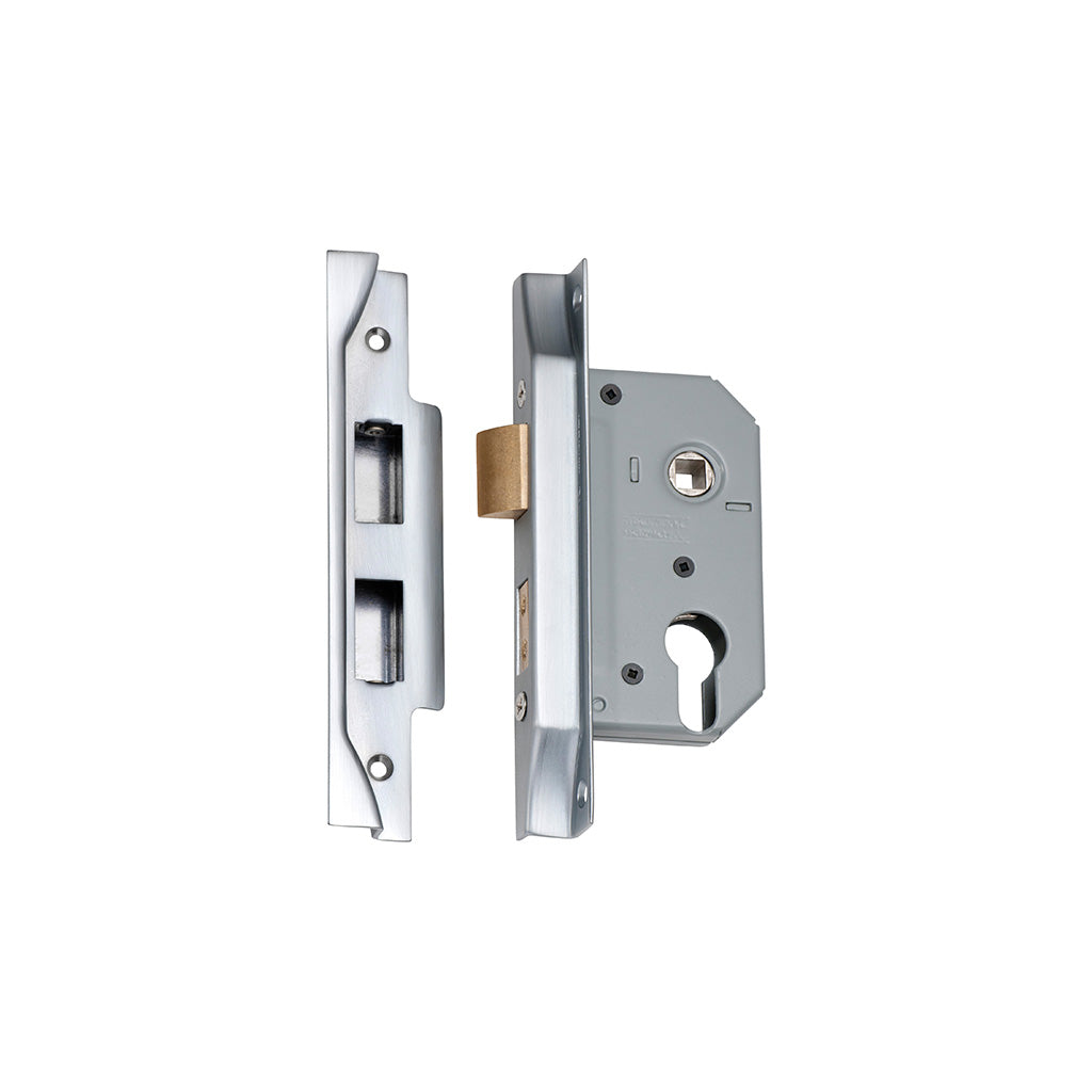 Rebated Euro Mortice Lock Satin Chrome / 46mm