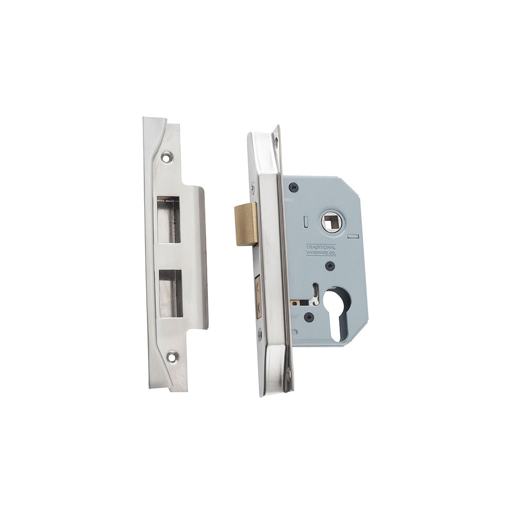 Rebated Euro Mortice Lock Satin Nickel / 46mm