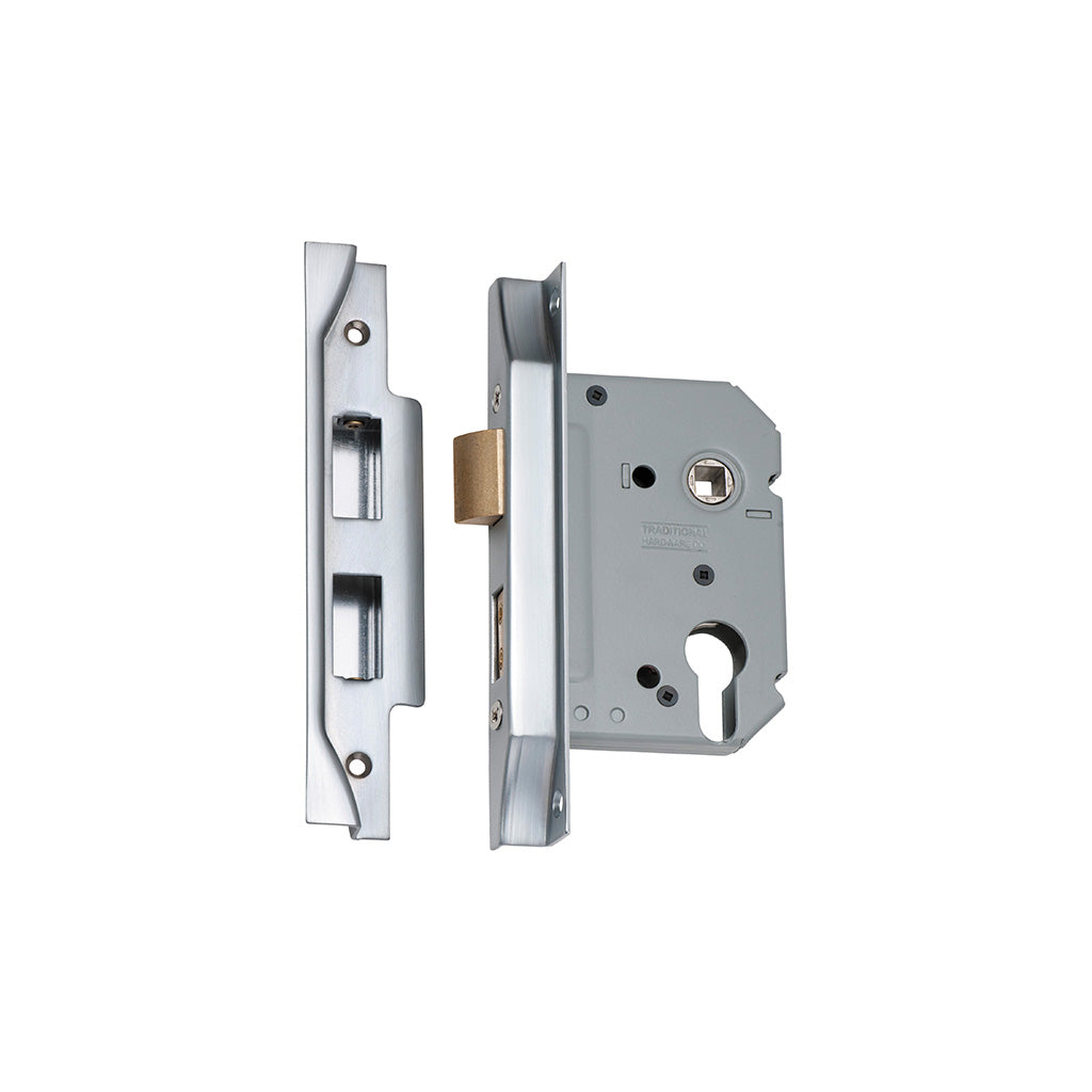 Rebated Euro Mortice Lock Satin Chrome / 57mm