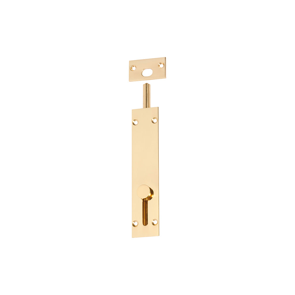 Reverse Barrel Bolt Polished Brass / 150mm