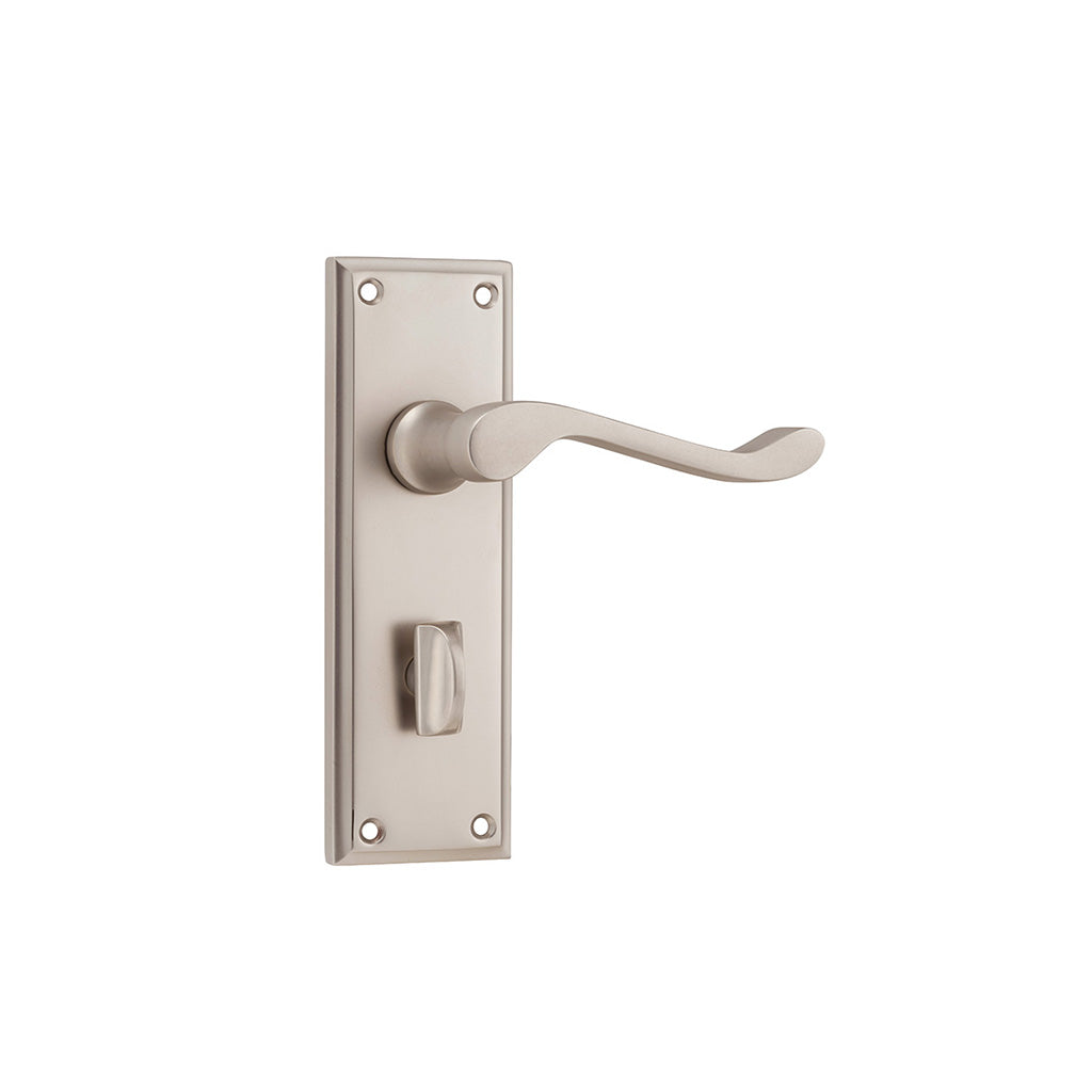 Camden Lever - Long Backplate Satin Nickel / Privacy / Lever Set Only