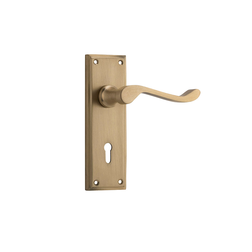 Camden Lever - Long Backplate Satin Brass / Lock (Skeleton Key) / Lever Set Only