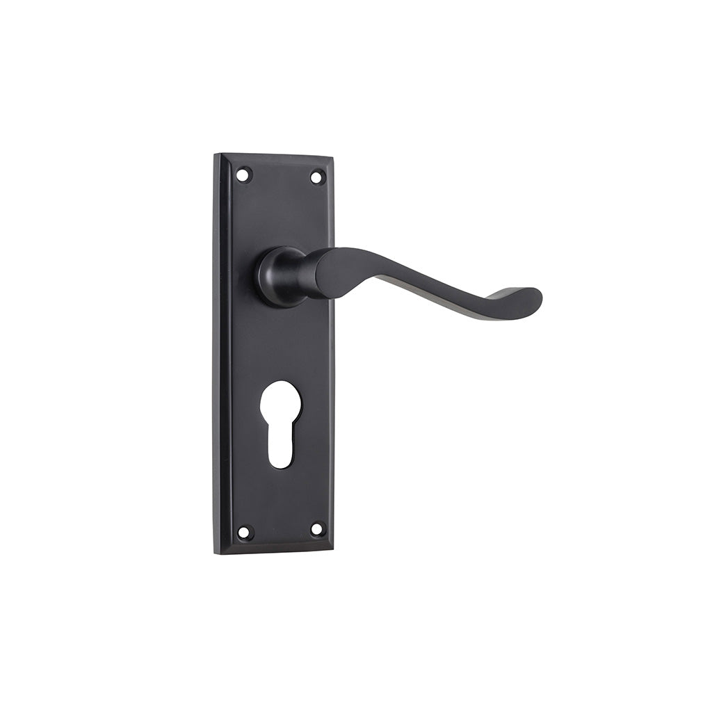 Camden Lever - Long Backplate Matt Black / Entrance / Lever Set Only