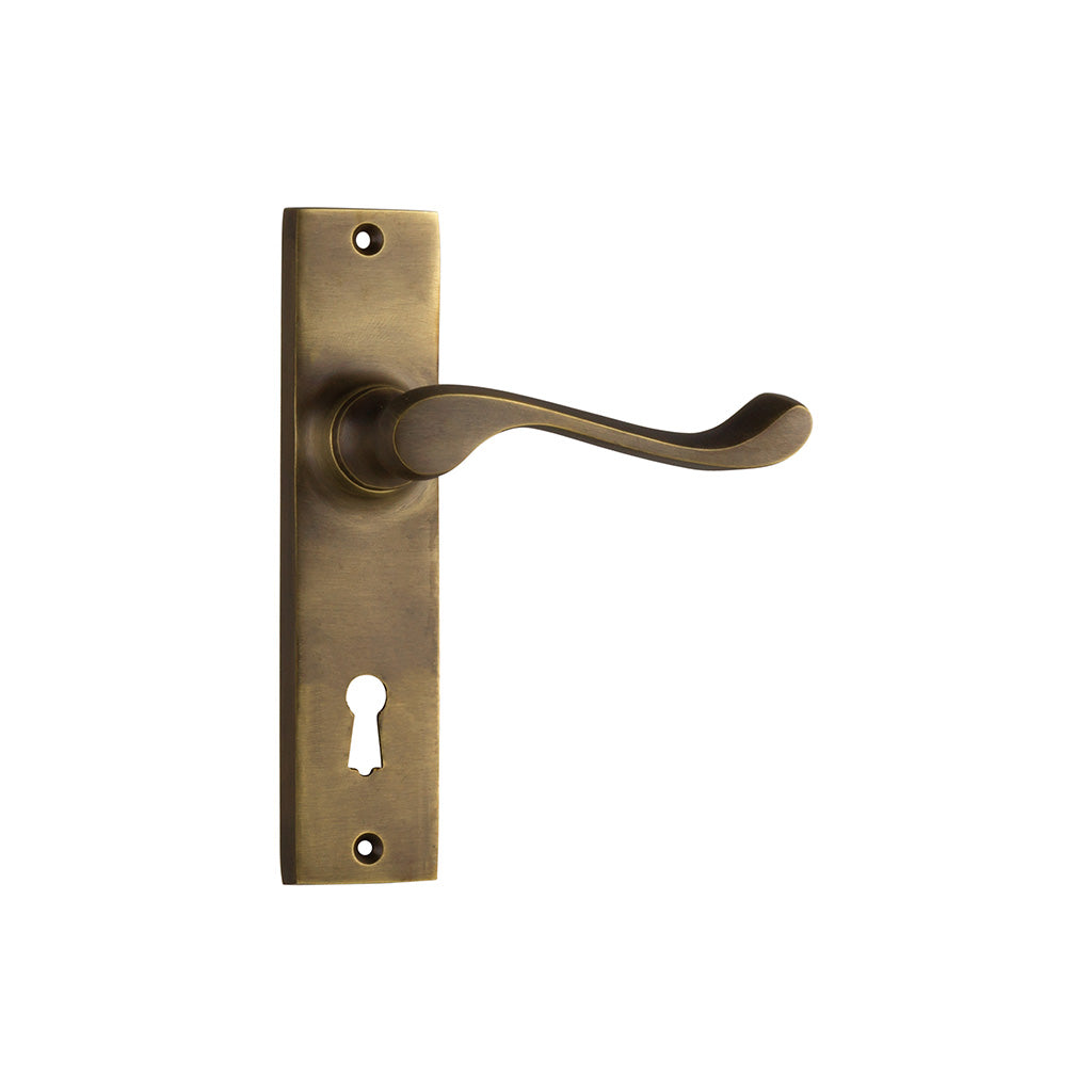Fremantle Lever - Long Backplate Antique Brass / Lock (Skeleton Key) / Lever Set Only