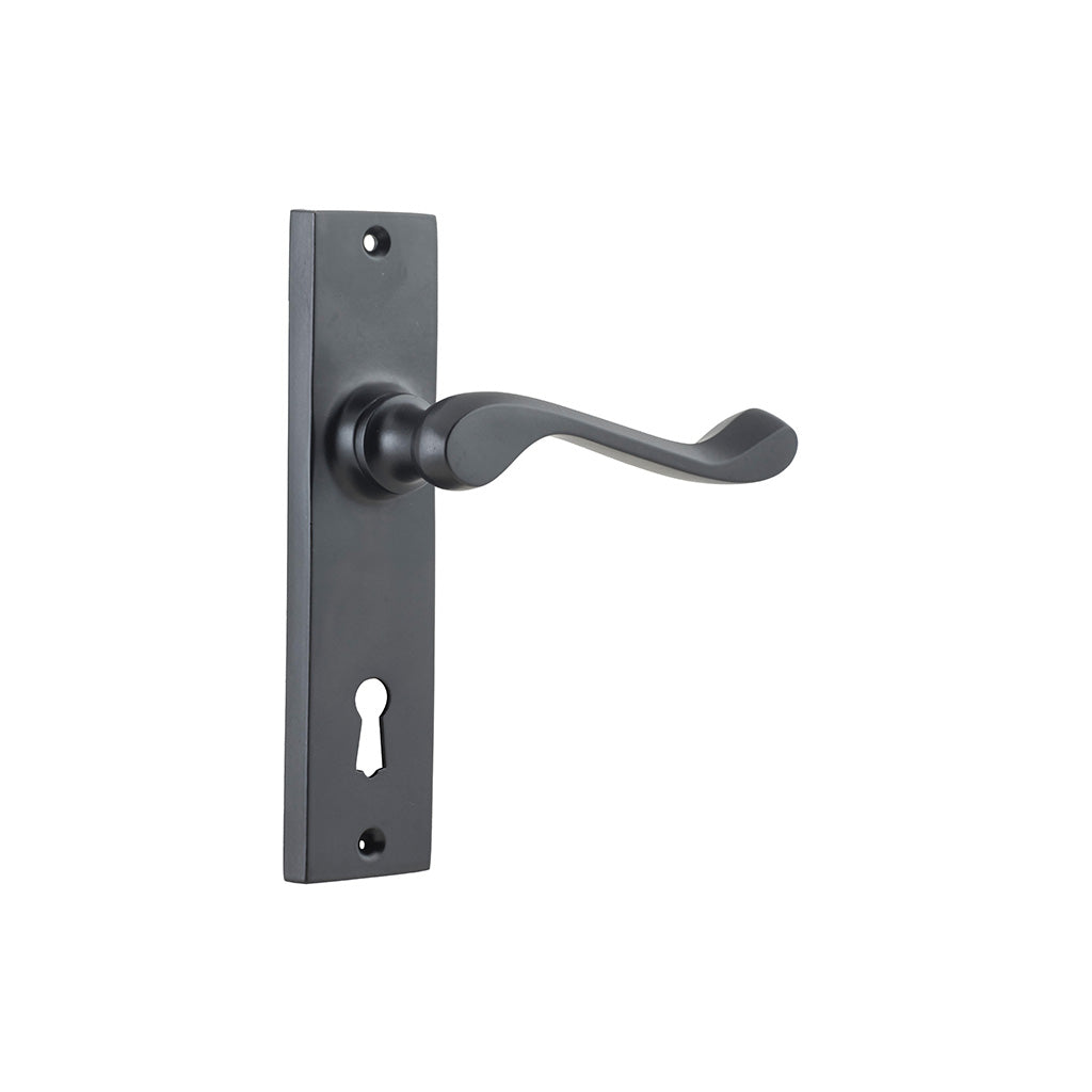 Fremantle Lever - Long Backplate Matt Black / Lock (Skeleton Key) / Lever Set Only