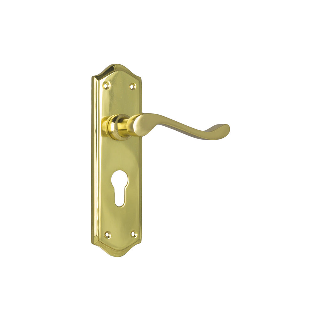 Henley Lever - Long Backplate Polished Brass / Entrance / Lever Set Only