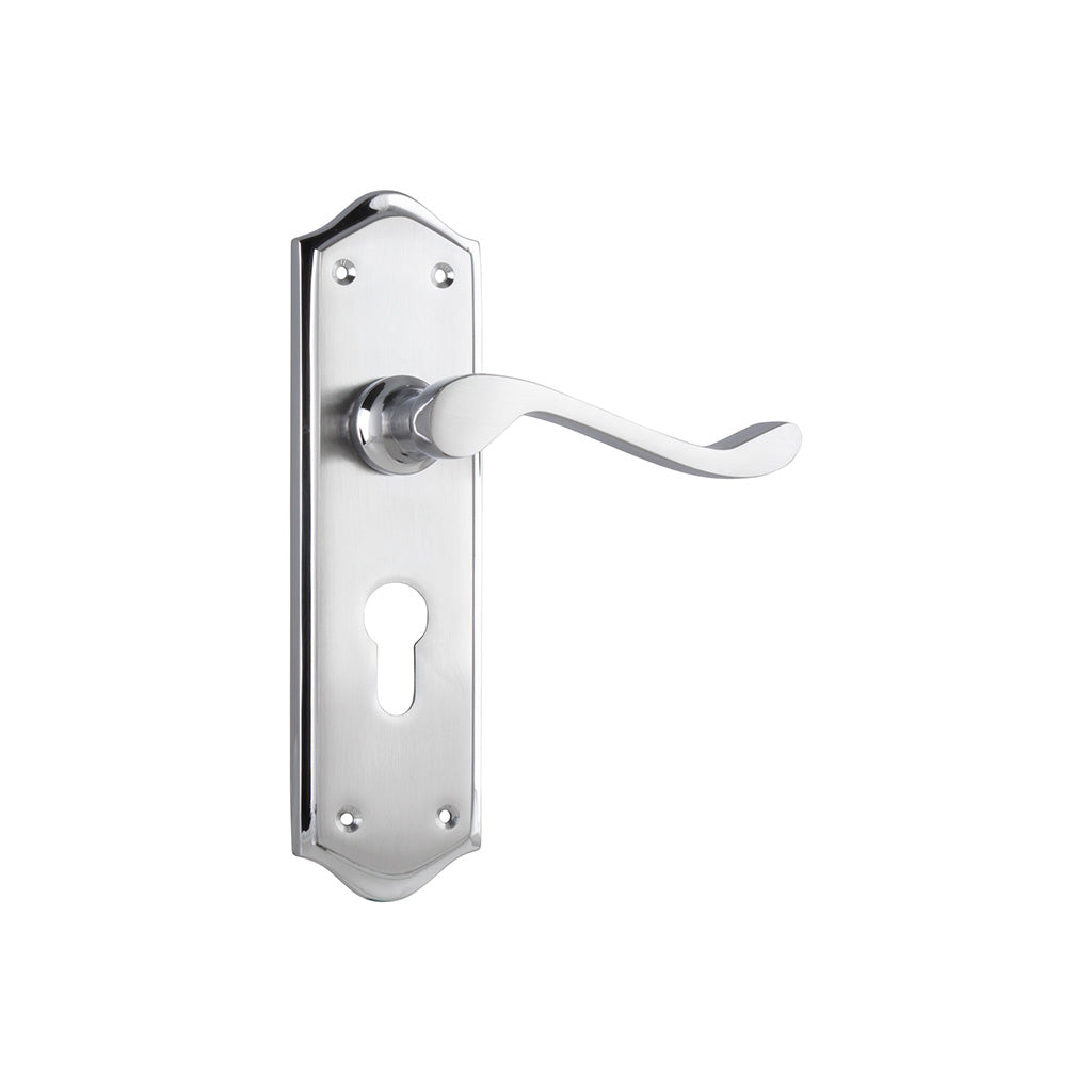 Henley Lever - Long Backplate Satin Chrome / Entrance / Lever Set Only