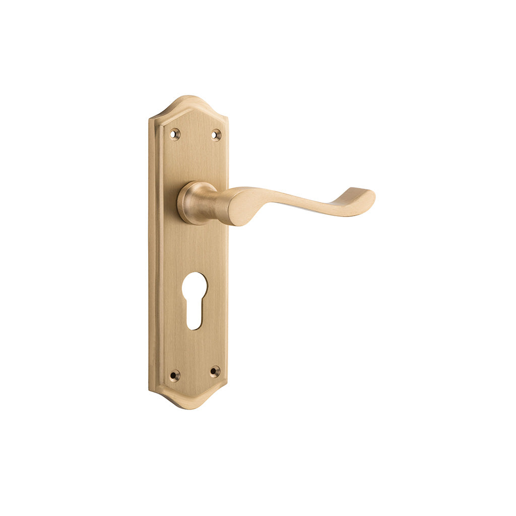 Henley Lever - Long Backplate Satin Brass / Entrance / Lever Set Only