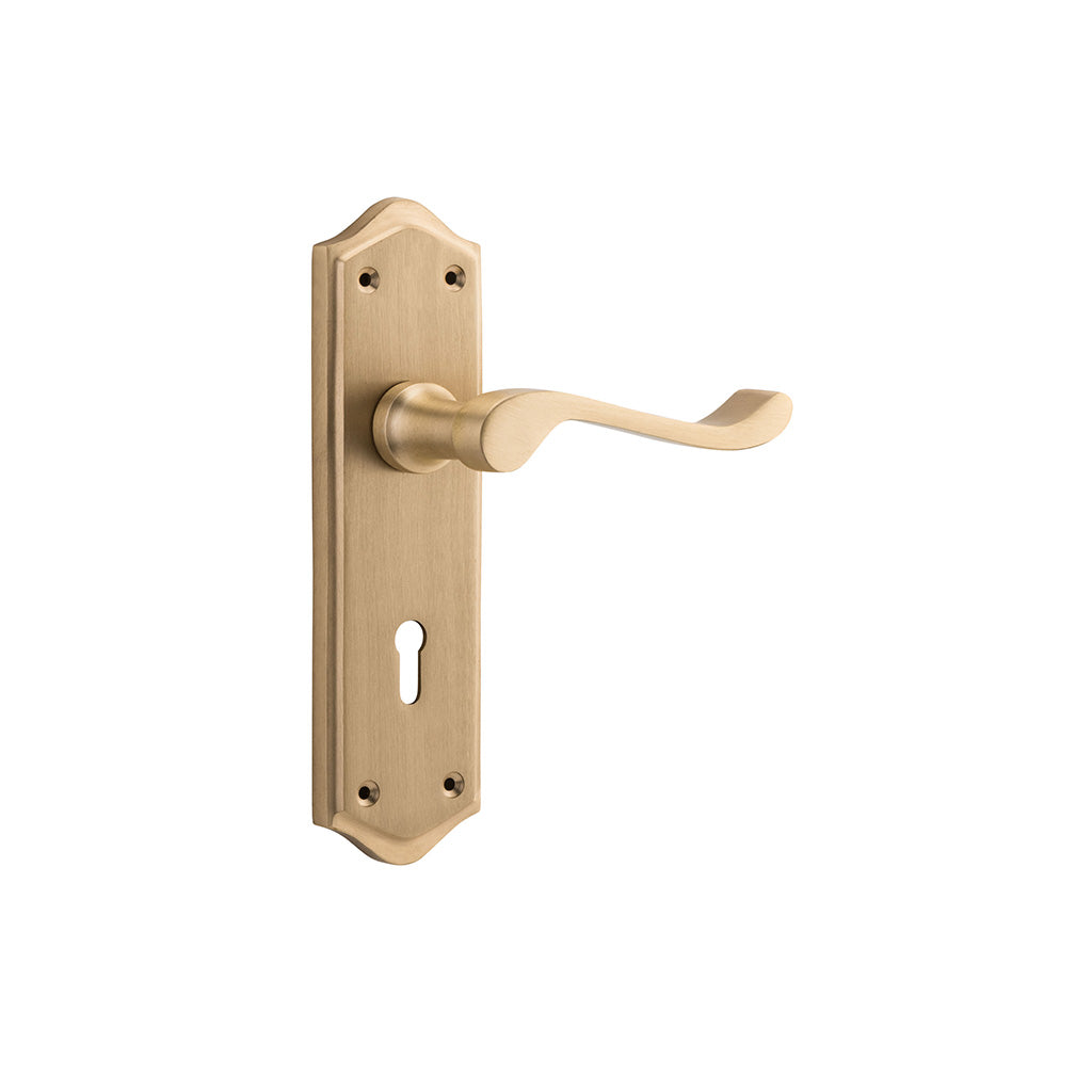 Henley Lever - Long Backplate Satin Brass / Lock (Skeleton Key) / Lever Set Only