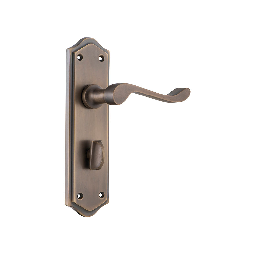 Henley Lever - Long Backplate Antique Brass / Privacy / Lever Set Only