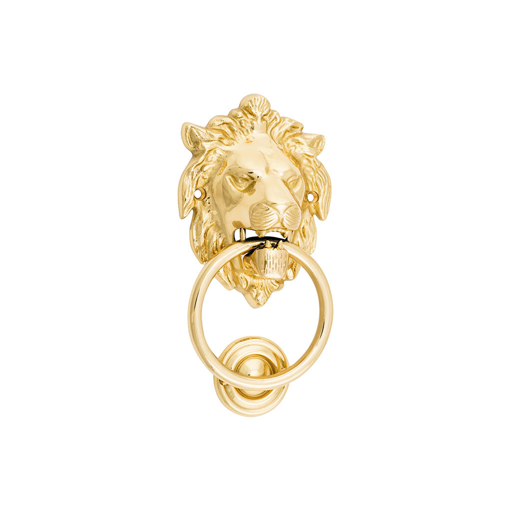 Lion Door Knocker Polished Brass