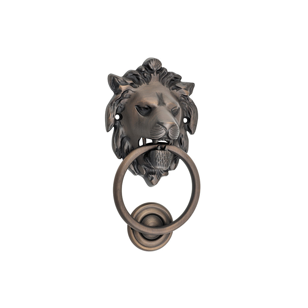 Lion Door Knocker Antique Brass