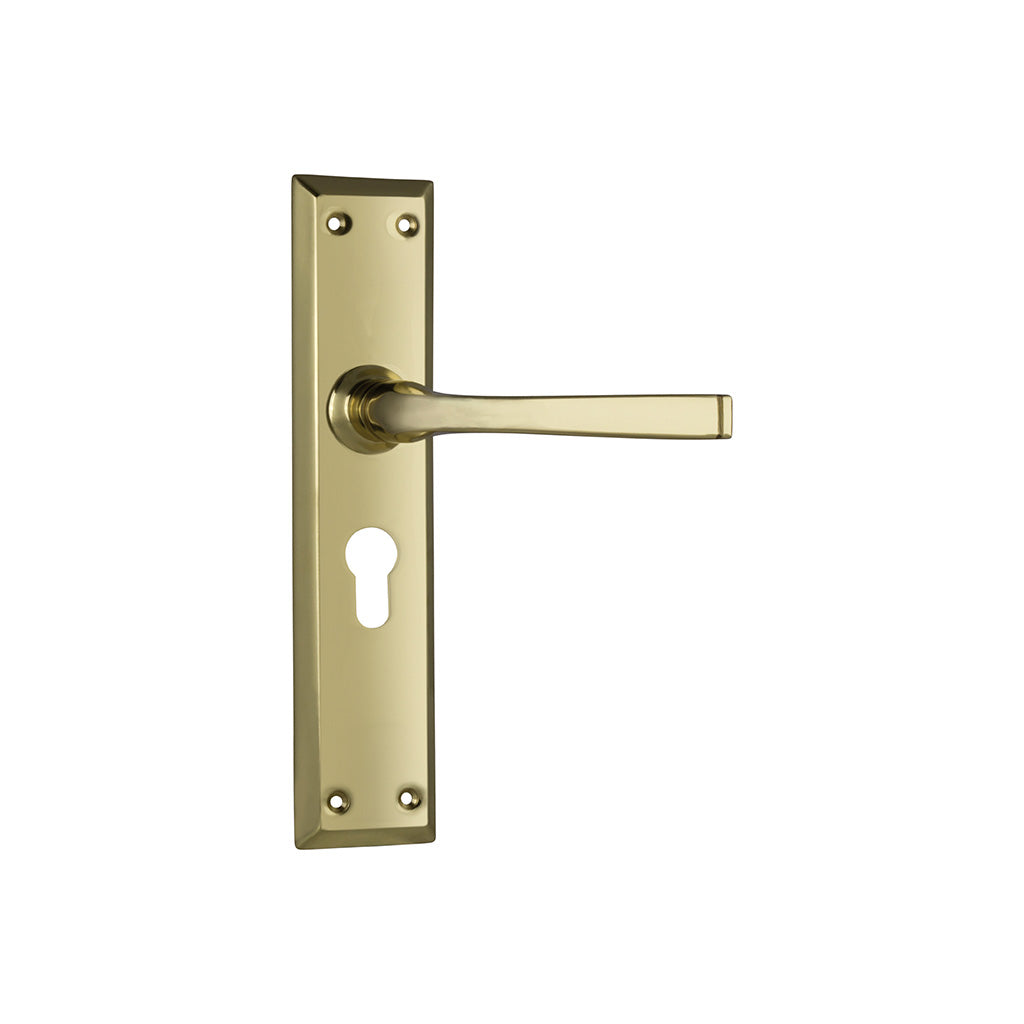 Menton Lever - Long Backplate Polished Brass / Entrance / Lever Set Only