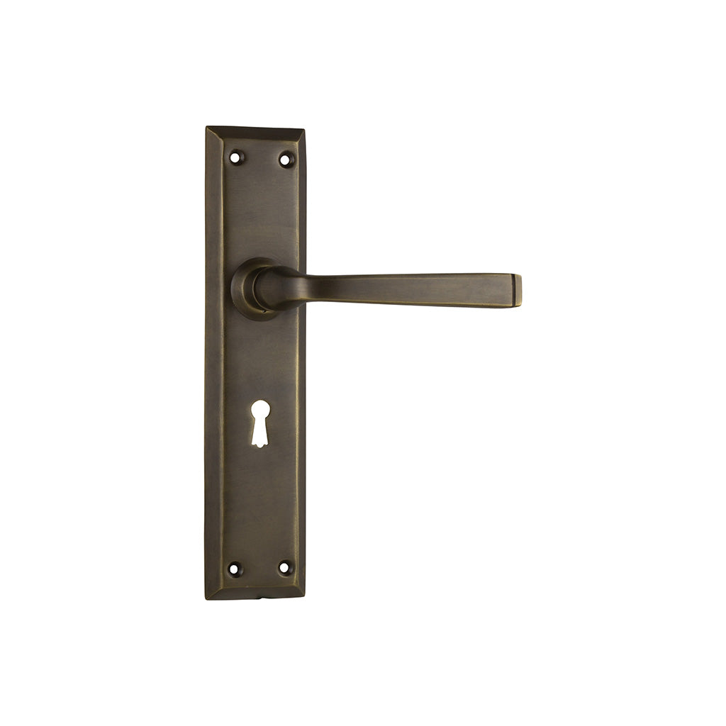 Menton Lever - Long Backplate Antique Brass / Lock (Skeleton Key) / Lever Set Only