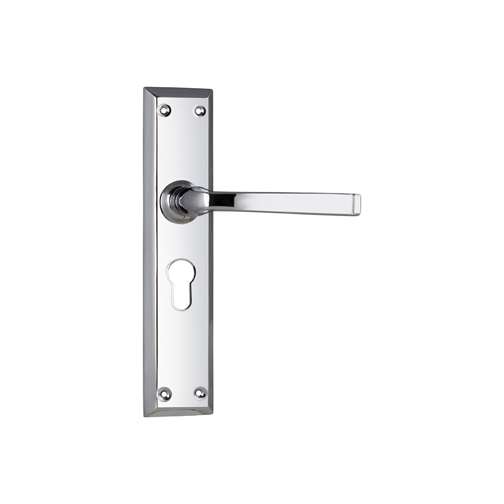 Menton Lever - Long Backplate Chrome Plated / Entrance / Lever Set Only