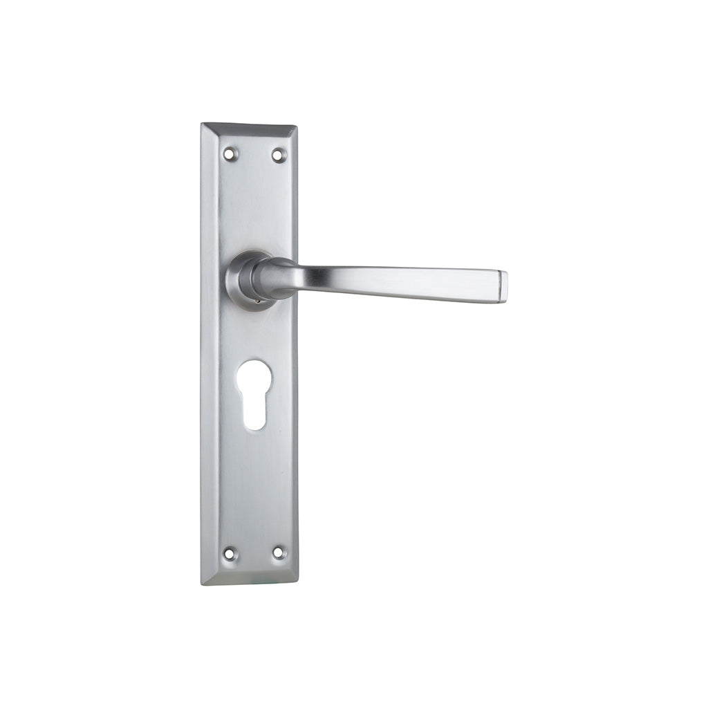 Menton Lever - Long Backplate Satin Chrome / Entrance / Lever Set Only