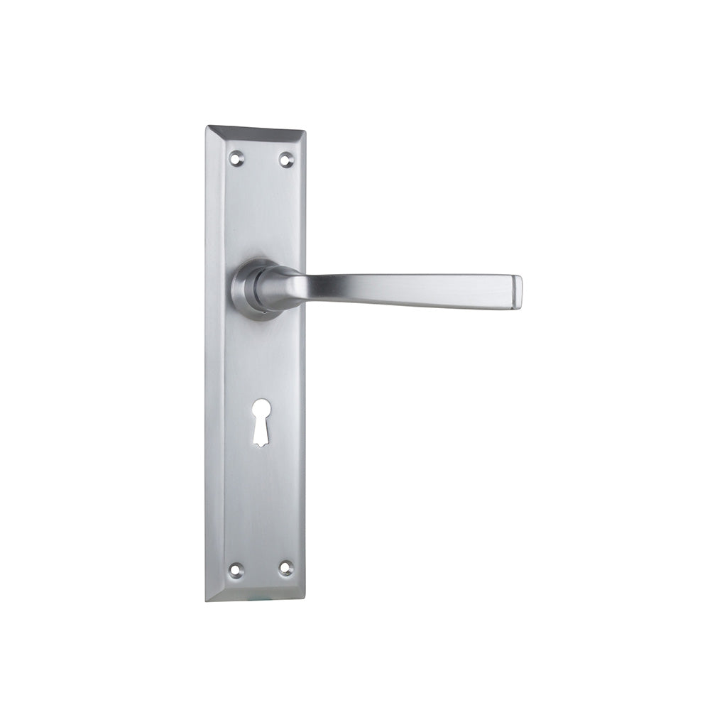 Menton Lever - Long Backplate Satin Chrome / Lock (Skeleton Key) / Lever Set Only