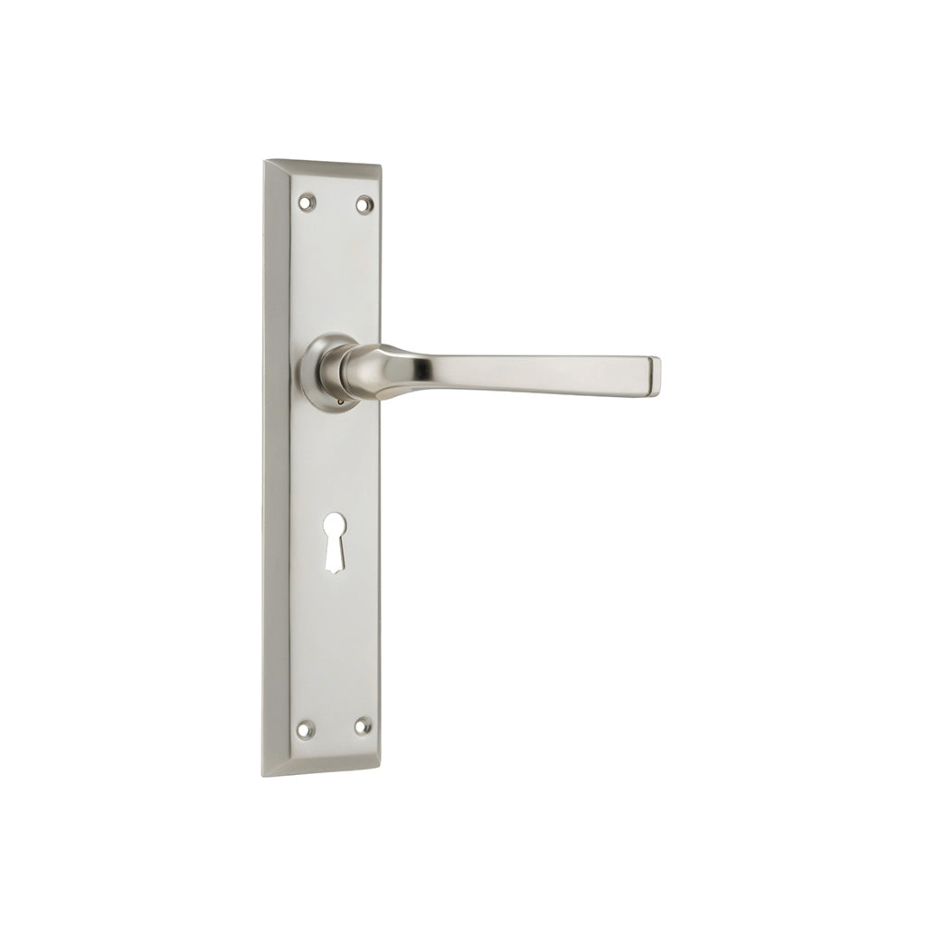 Menton Lever - Long Backplate Satin Nickel / Lock (Skeleton Key) / Lever Set Only