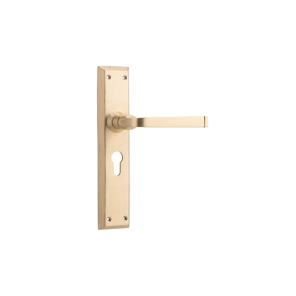 Menton Lever - Long Backplate Satin Brass / Entrance / Lever Set Only