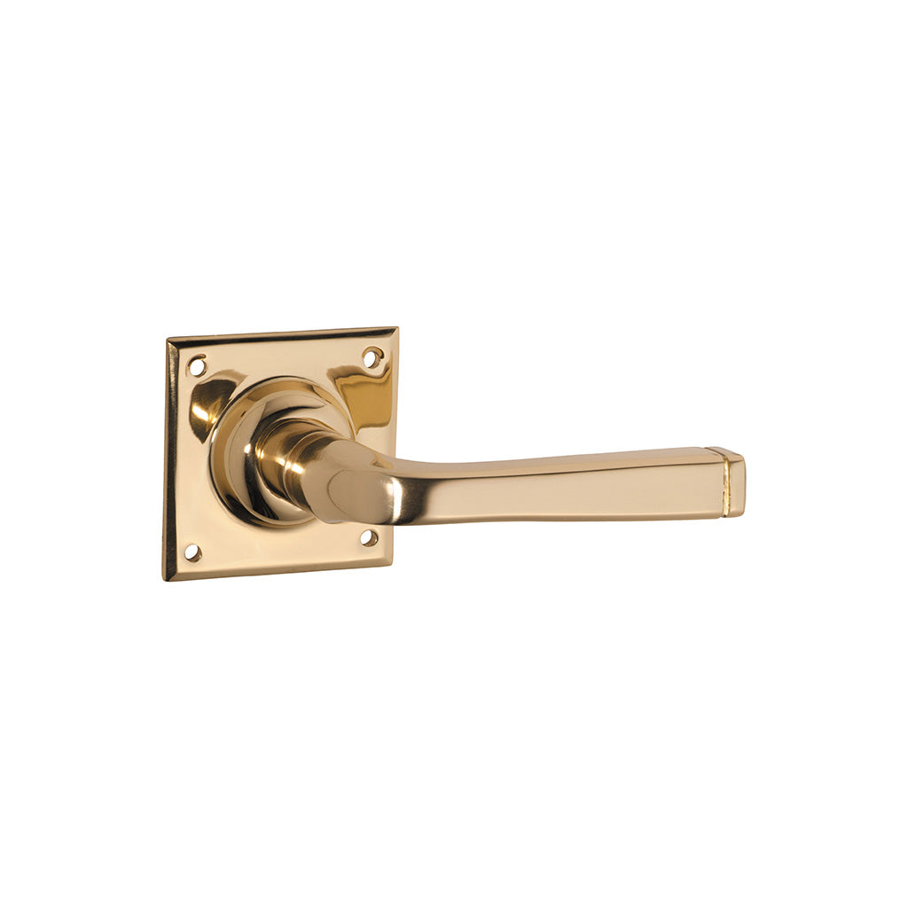 Menton Lever - Square Rose Polished Brass / Passage / Lever Set Only