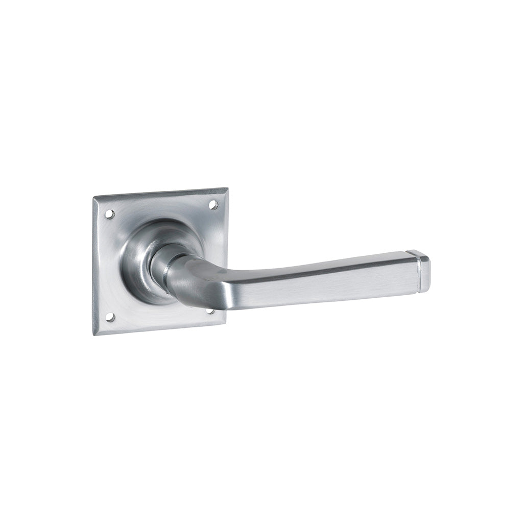 Menton Lever - Square Rose Satin Chrome / Passage / Lever Set Only
