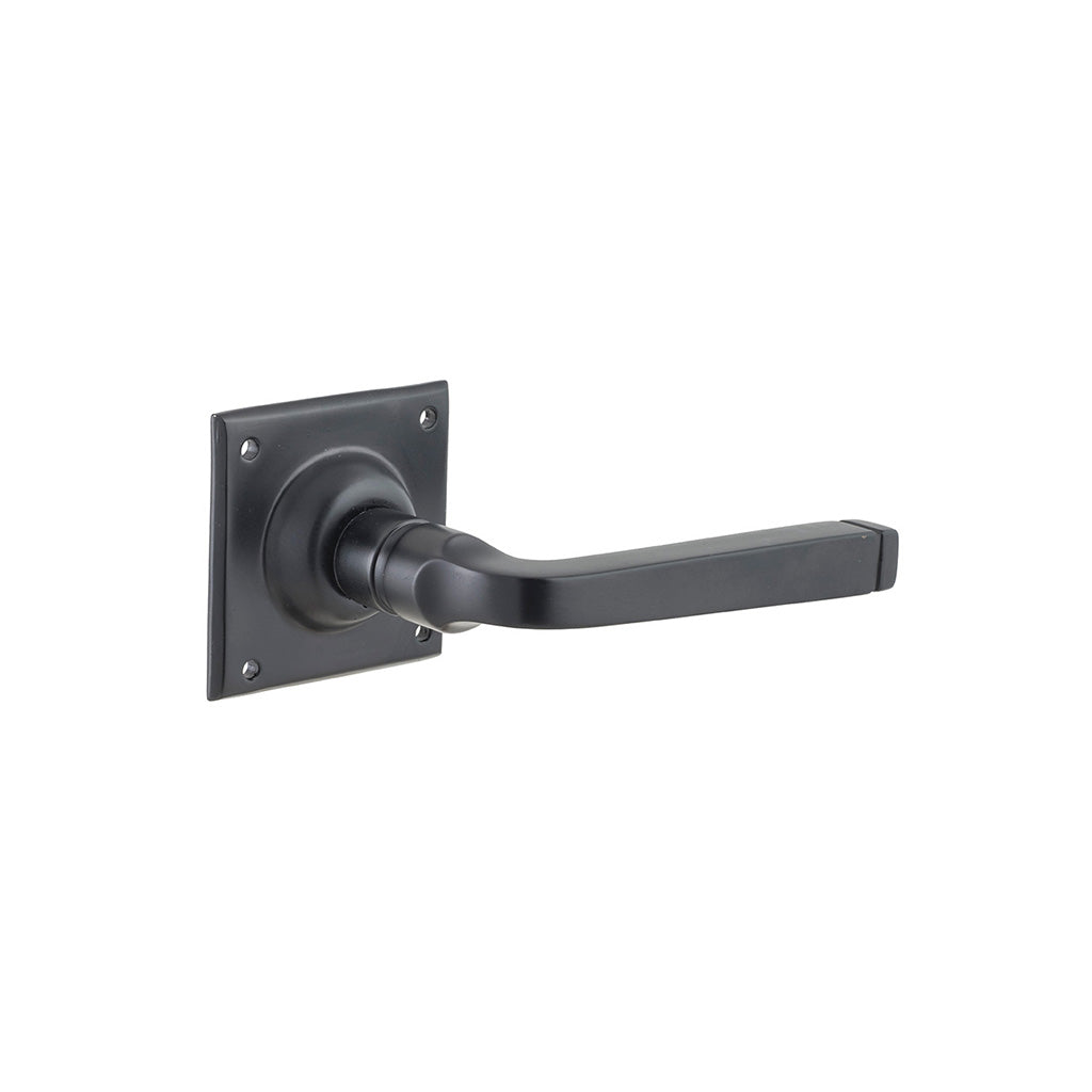 Menton Lever - Square Rose Matt Black / Passage / Lever Set Only