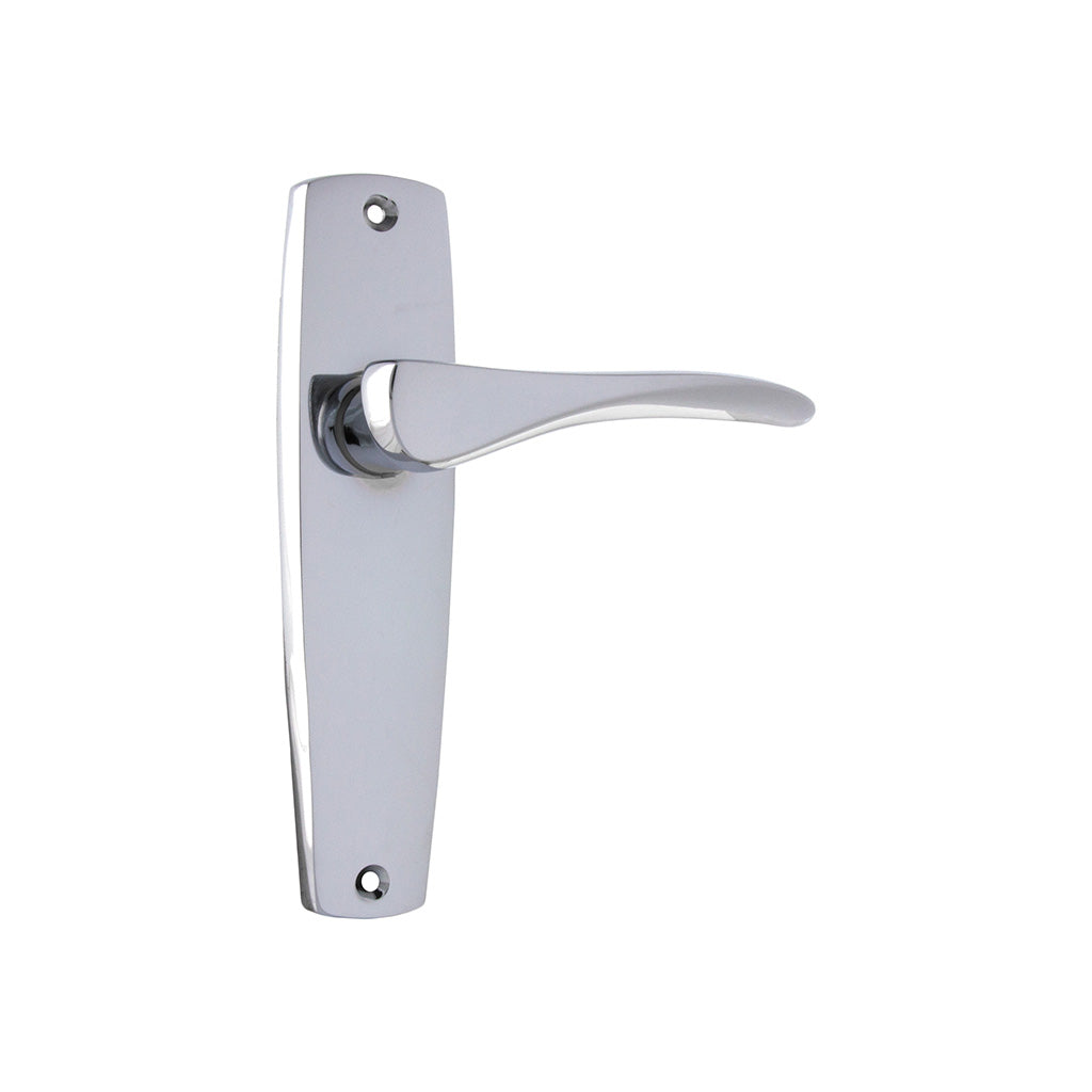 Mid-Century Lever - Long Backplate Chrome Plated / Passage / Lever Set Only