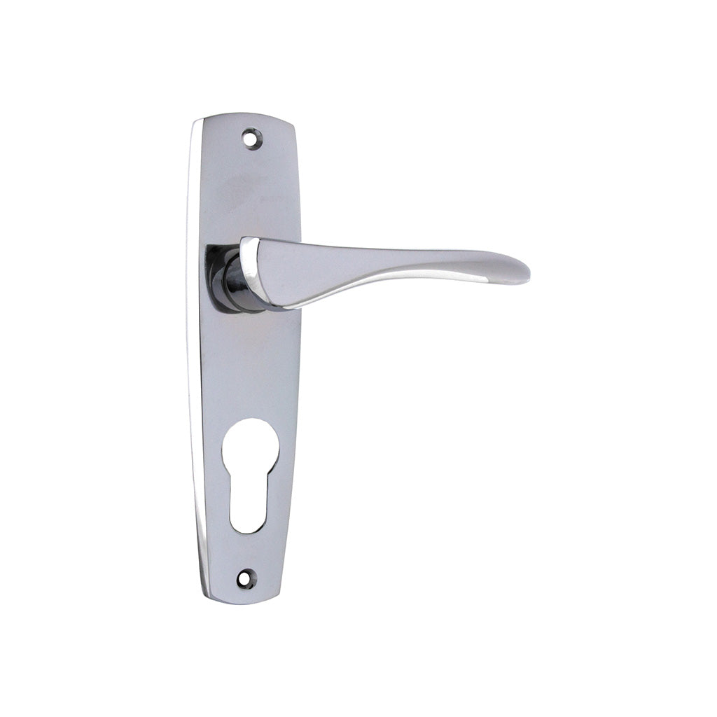 Mid-Century Lever - Long Backplate Chrome Plated / Entrance / Lever Set Only