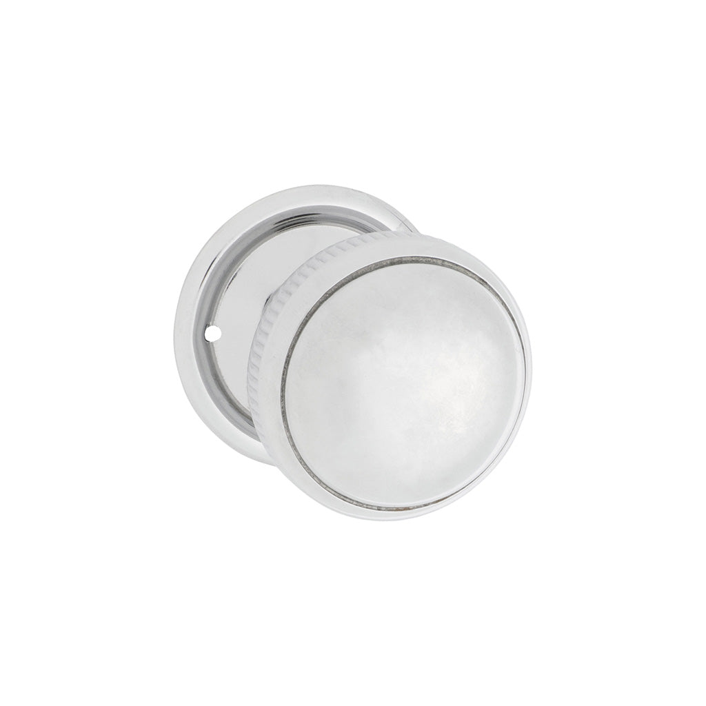 Small Milled Edged Mortice Knob - Round Rose Chrome Plated / Passage / Lever Set Only