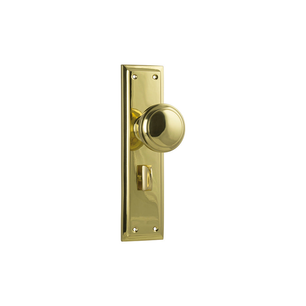Milton Knob - Long Backplate Polished Brass / Privacy / Lever Set Only