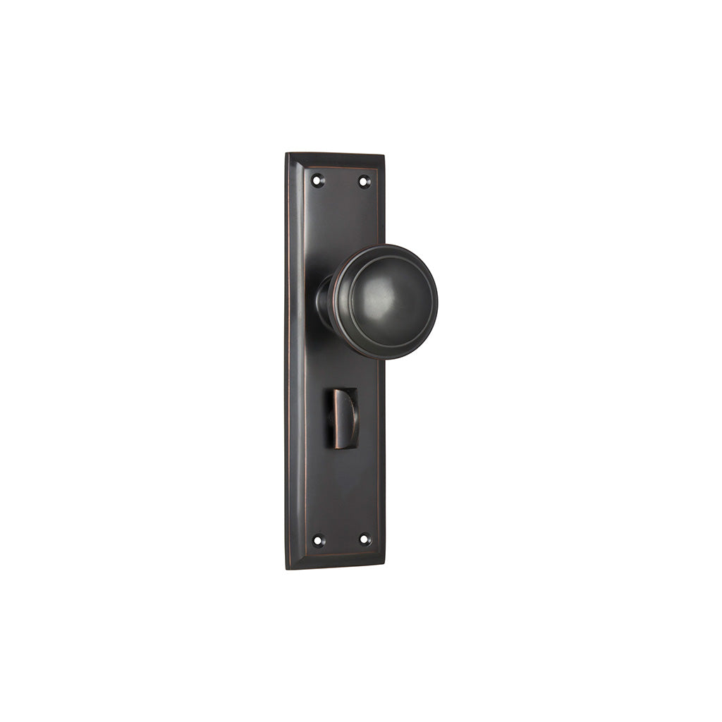 Milton Knob - Long Backplate Antique Copper / Privacy / Lever Set Only