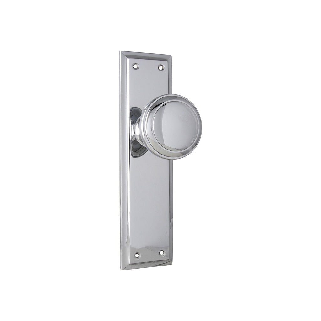 Milton Knob - Long Backplate Chrome Plated / Passage / Lever Set Only