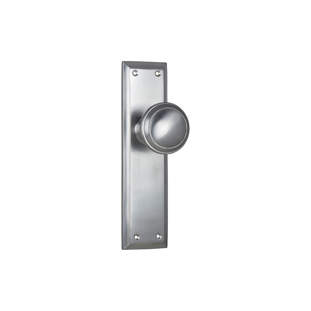 Milton Knob - Long Backplate Satin Chrome / Passage / Lever Set Only