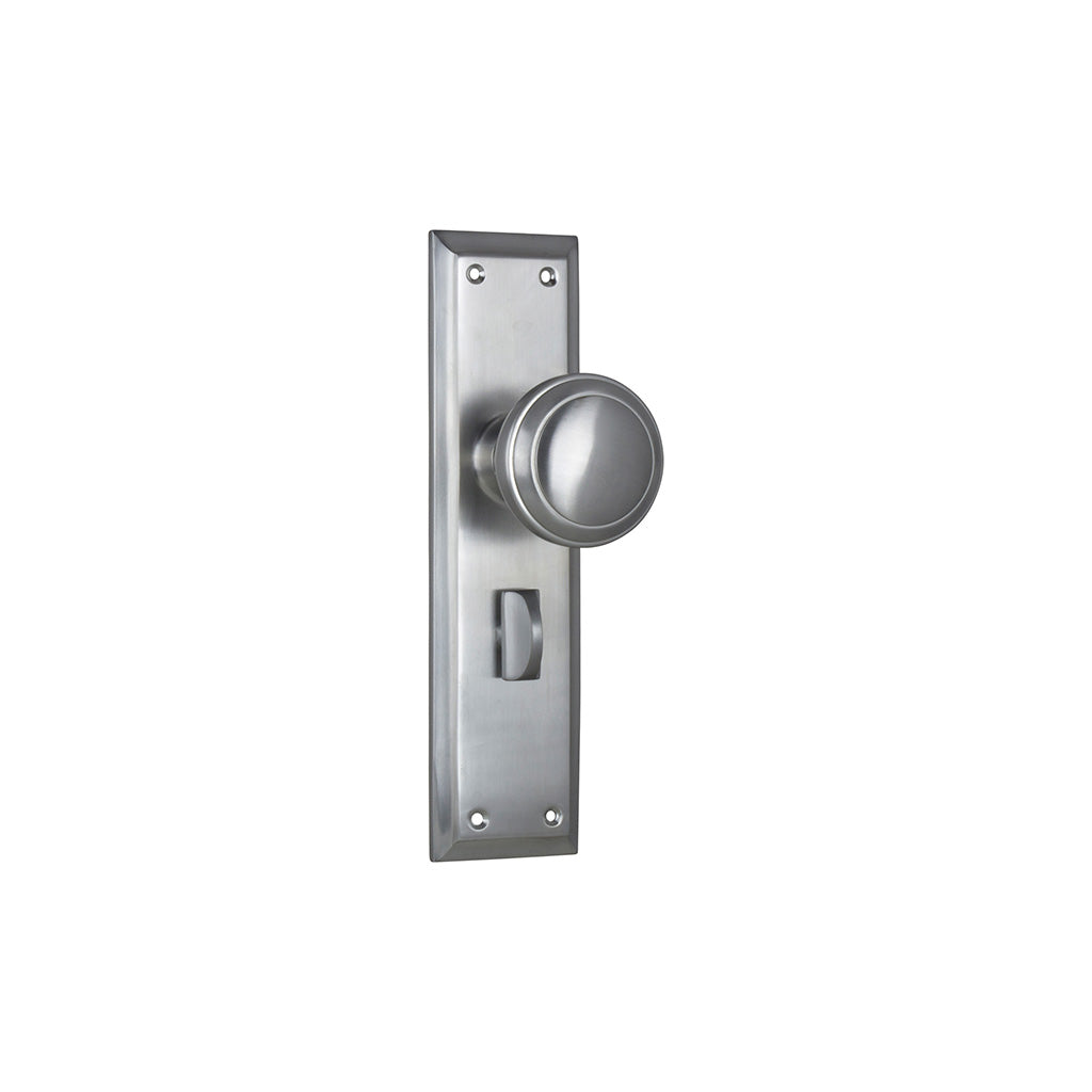 Milton Knob - Long Backplate Satin Chrome / Privacy / Lever Set Only