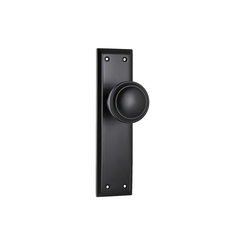 Milton Knob - Long Backplate Matt Black / Passage / Lever Set Only
