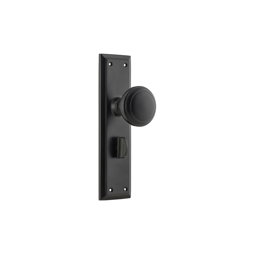 Milton Knob - Long Backplate Matt Black / Privacy / Lever Set Only
